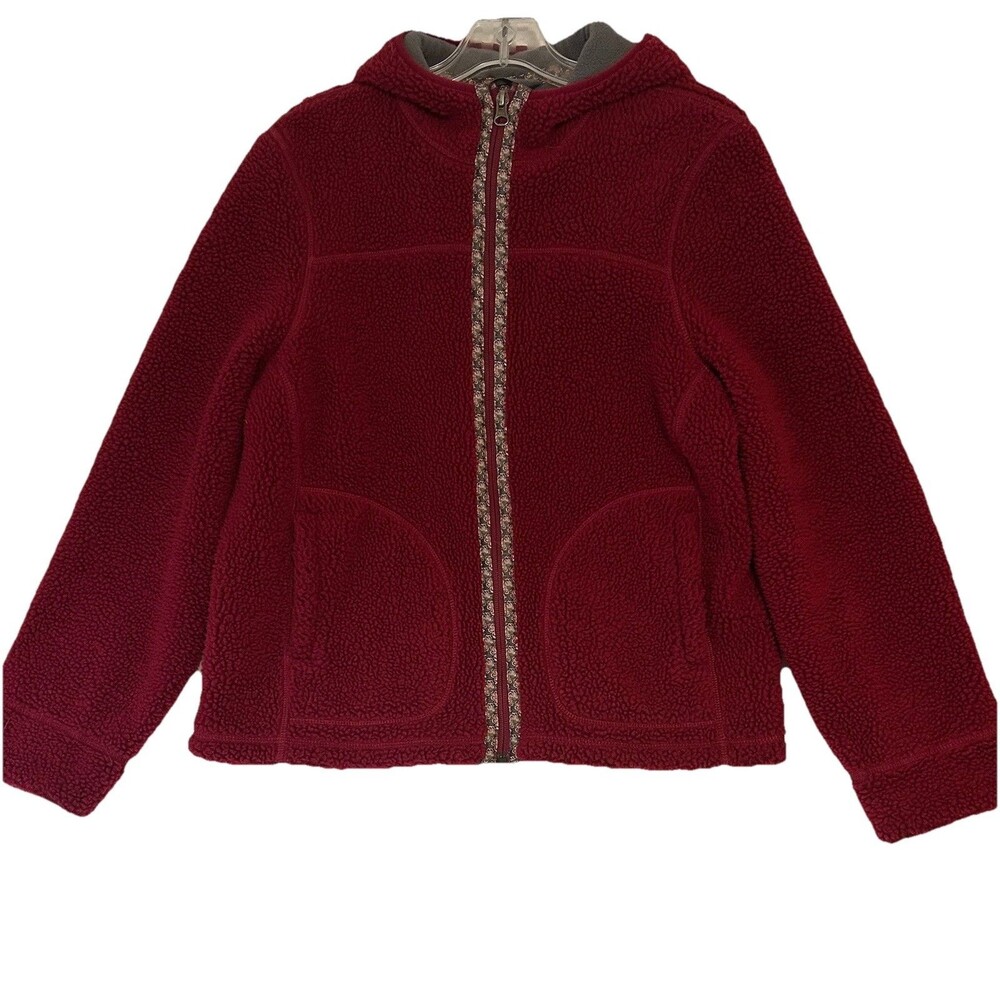 L.L.Bean Women’s Sweater-Fleece Hoodie Jacket Burgundy Red Wine Size Medium